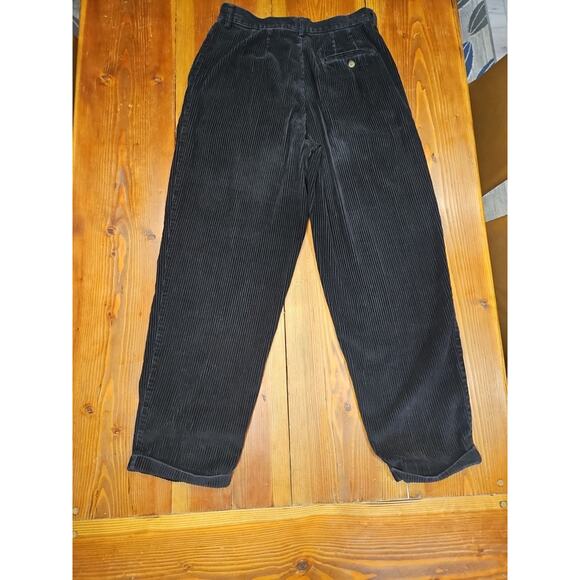 2 Womens Eddie Bauer Pleated Corduroy High Waisted Pants Black And Beige Size 10 - Picture 3 of 12